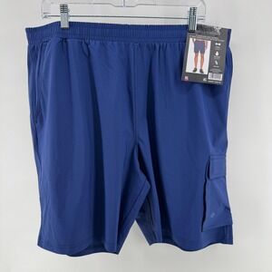 RBX Mens 8 Inch Jacquard Knit Cargo Shorts Navy Blue XL Side Zip Pockets